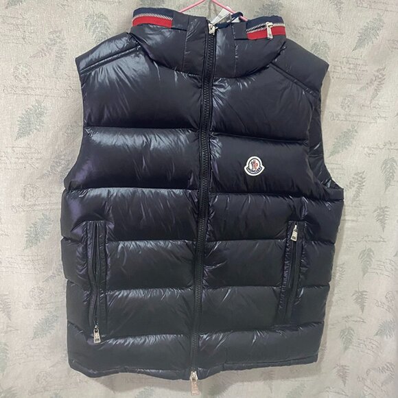 Womens Tricolor Hood Moncler Black Puffer Vest - Picture 1 of 12